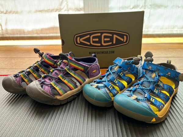 KEEN キッズ（☆★キーン　キッズサンダル★☆）セット　パープル18.5 & ブルー18cm 【おまけ（19.5cm）付き♪】