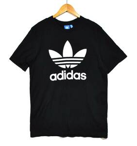 即決【adidas】アディダス トレフォイル Tシャツ 黒 XL? 古着良品