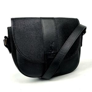 1 иен ~* популярный *Yves Saint Laurent Yves Saint-Laurent сумка на плечо YSLka Sandra Logo type вдавлено . наклонный .. кожа чёрный черный формальный 