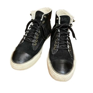 [ beautiful goods ]1 start 1 jpy DIESEL diesel is ikatto leather sneakers boots black black original leather gentleman men's switch man 27