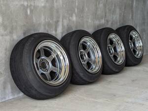 【廃番,レア,当時物】14インチ　PCD100 4H　9j-15　8.5j-5　RAYS TE37V　/　RE-71R　185/60R14(おまけ程度,早期交換を推奨)