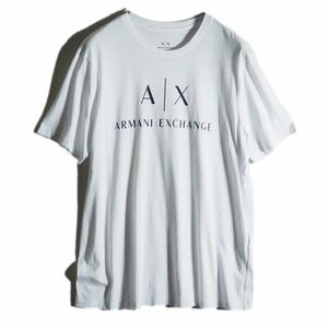 M1532f16　■ARMANI EXCHANGE アルマーニ エクスチェンジ■ A/Xロゴ コットン クルーネック 半袖 Tシャツ ホワイト L / 白 黒 春夏