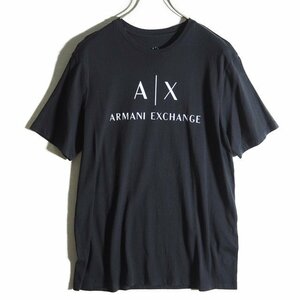 M1531f16　■ARMANI EXCHANGE アルマーニ エクスチェンジ■ A/Xロゴ コットン クルーネック 半袖 Tシャツ ブラック L / 黒 白 春夏