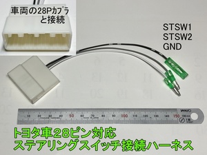 トヨタ車28P用 ステアリングリモコン接続ハーネス　◆アクア用◆　(関連品もあります：オプション)　【車両配線の保護用】