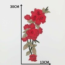 AZ385レッド　薔薇 花柄モチーフレース　立体お花刺繍襟レース 新体操　社交ダンス　ドレス装飾　フィギュア衣装　レオタード装飾_画像6