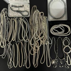 silver K18 stamp contains 1kg and more ~ large amount summarize pearl pearl jewelry necklace etc. fake pearl contains accessory set [d1281]