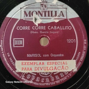 Marisol（マリソル）♪Corre Corre Caballito♪/ ♪Paso Firme♪ 78rpm record.（シェラックSP盤）