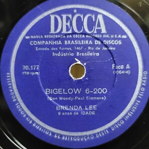 Brenda Lee（ブレンダー・リー）♪Jambalaya♪/ ♪Bigelow 6ー200♪ 78rpm record.（シェラックSP盤）の画像2