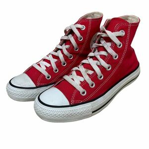 AK335 CONVERSE コンバースオールスター レディース ハイカットスニーカー US4.5 23.5cm レッド キャンバス