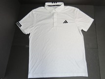 520☆YS☆adidas Golf ポロシャツ メンズ エンボスプリント 半袖 メンズLサイズ ホワイト☆0511-565_画像1