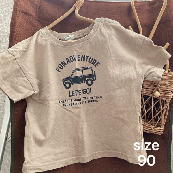 車　 Tシャツ　90 ベージュ