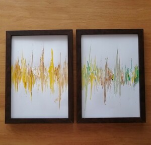 Art hand Auction Original painting [Heartbeat 1 and 2] Abstract interior painting, hand-painted, art panel, wave, living, life, Artwork, Painting, acrylic, Gash