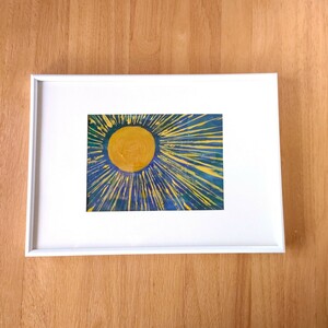 Art hand Auction 원화 [Shining Sun No.5] 추상 인테리어 페인팅, 손으로 그린, 아트 패널, 블루 골드 파워, 금, 삽화, 그림, 아크릴, 깊은 상처