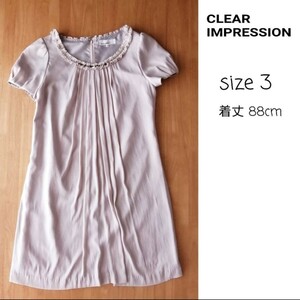 CLEAR IMPRESSION パフ袖ワンピースドレス　38　M L
