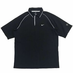 【00s】NIKE GOLF Dry-Fit Polo Shirt ナイキ ゴルフ ドライフィット 半袖ポロシャツ メンズL ブラック 黒 ワンポイントロゴ 速乾 ウェア