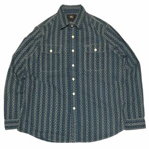 【名作】 RRL Calico Indigo Work Shirt ダブルアールエル キャリコ インディゴ ワークシャツ L 本藍染 ウォバッシュ ペイズリー 正規レア