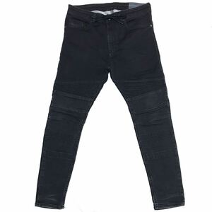 【美品】DIESEL BAKARI-NE JOGG JEANS ディーゼル バイカー デニム スウェット スリムパンツ メンズW32 ブラック 黒 ストレッチ ジーンズ