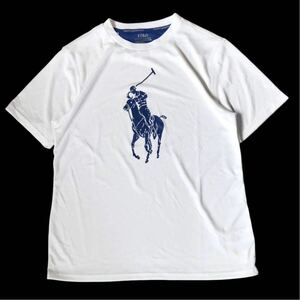 【美品】POLO RALPH LAUREN ポロラルフローレン パフォーマンス ビッグポニーロゴ 半袖Tシャツ ユースL ホワイト 白 速乾 ドライ TEE 正規