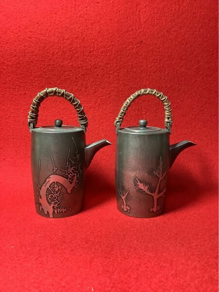 純錫　南錫（榮堂錫造）酒器　2個　【中古美品】