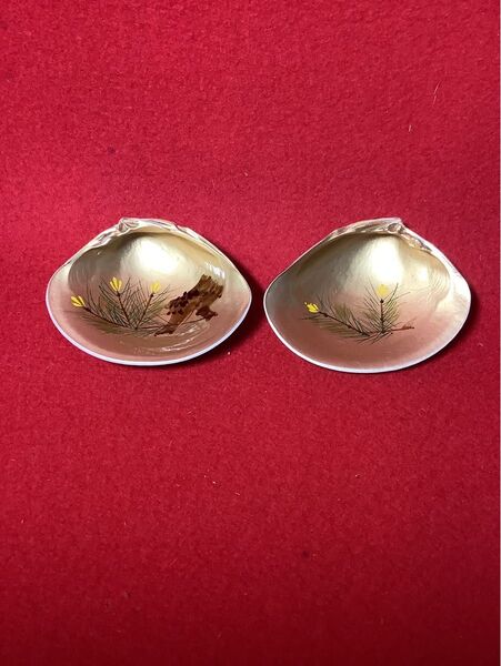 茶道具香合 松葉柄 蛤香合 【中古美品】