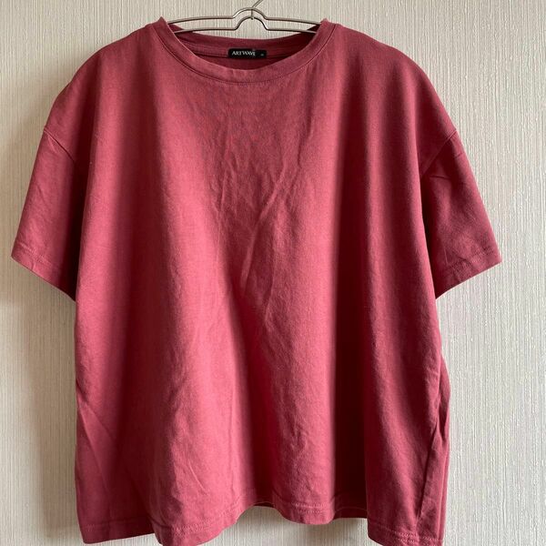 美品　綿100% ゆったりTシャツ　暗めピンク