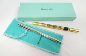 ◎B1 TIFFANY&Co./ティファニー 925 ボールペン/回転式 ツイスト式 Tクリップ AG925 シルバー SILVER 銀製 重22.6g 保存袋付き 筆記△