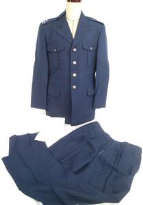 ☆Y5 旧 日本 航空自衛隊 軍服 60年代～70年代 制服 上着 ズボン セット 紺色 官給品 防衛庁 防衛省 昭和レトロ 航空自衛隊