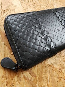 美品　ボッテガヴェネタ 長財布 イントレチャート BOTTEGA VENETA 小銭入れ ラウンドファスナー