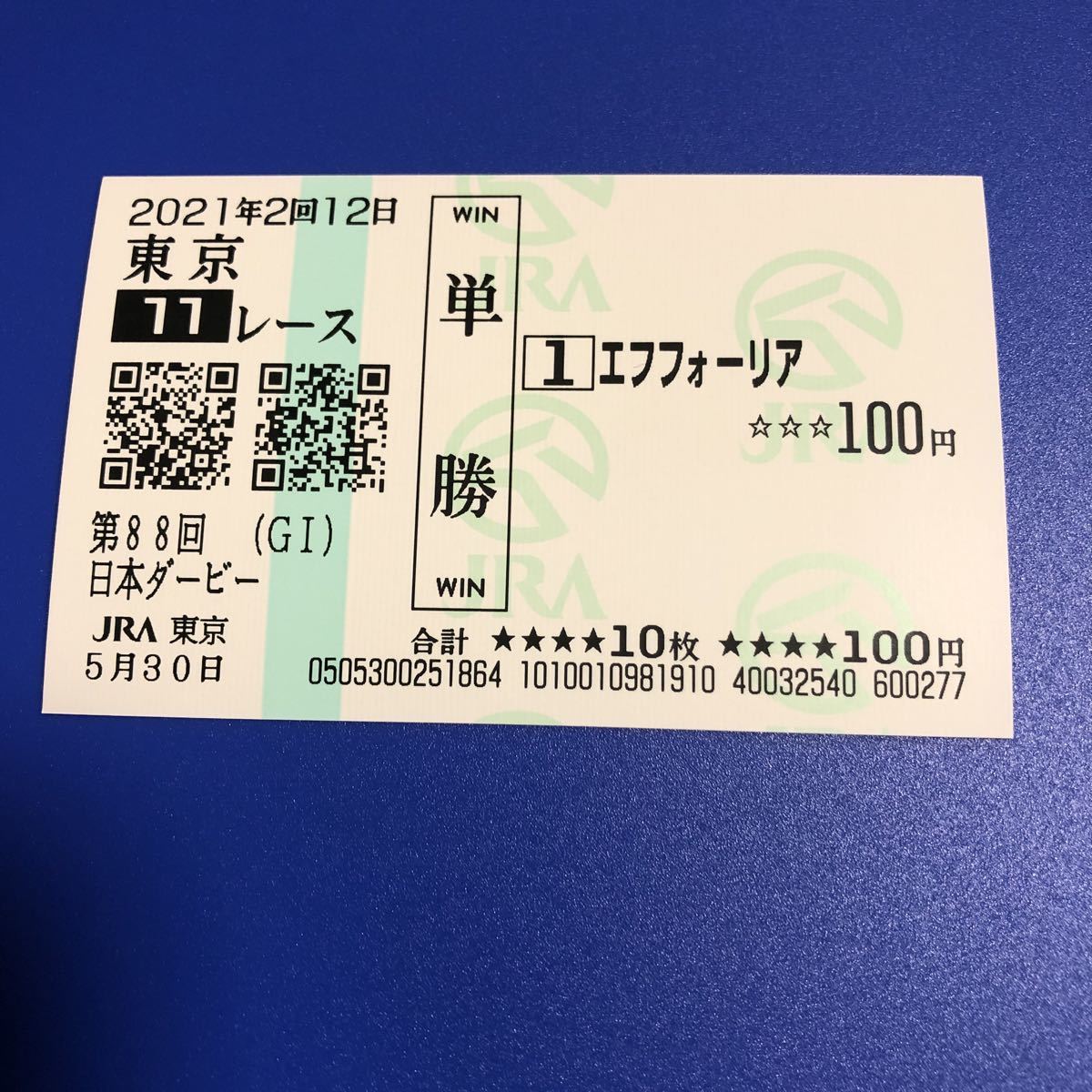 ゔ*す様 98年 日本ダービー 現地馬券18頭 Yahoo!オークション -「単勝馬券 ダービー」の落札相場・落札価格