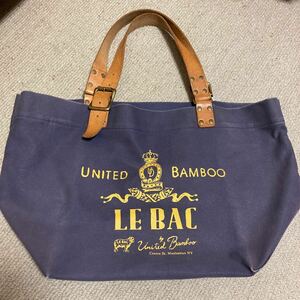 Vintage LE BAC United Bamboo Tote Bag United Bamboo Company большая сумка б/у темно-синий Vintage 