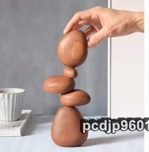 木製 ウッド ブロック ５玉１セット 積み木 バランス ブロック 知育 玩具 インテリア 装飾 オブジェ 積み上げ 北欧 つみき 芸術 シンプル