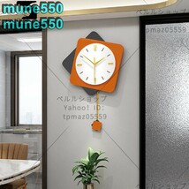 モダンな振り子時計 23.6 x 15インチ - 掛け時計 壁掛け 時計 柱時計 北欧 静音 シンプル 簡約 スイープムーブメント オレンジ色_画像4