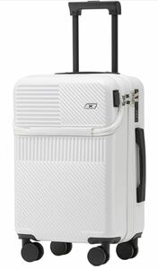 スーツケース トップオープン USBポート付きTASロックM 60L ホワイト キャリーケース 軽量 大容量