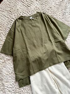 GAP Gap вырез лодочкой футболка moss green свободно .