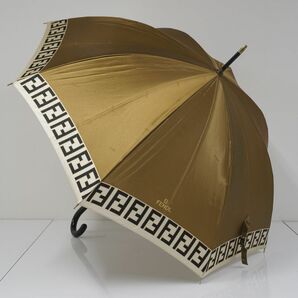 傘 FENDI フェンディ 高級 USED美品 ジャガード ズッカ ゴールド 絶版 希少 60cm S0635の画像1