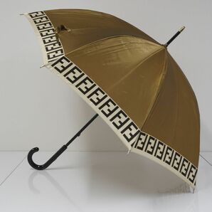 傘 FENDI フェンディ 高級 USED美品 ジャガード ズッカ ゴールド 絶版 希少 60cm S0635の画像4
