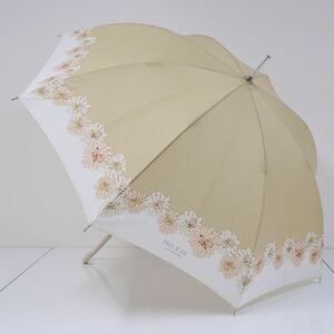 傘 PAUL&JOE ポールアンドジョー USED美品 クリザンテーム ベージュ 花柄 60cm A0643