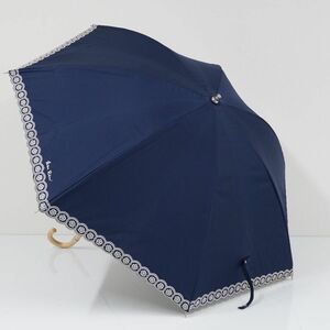 日傘 NINA RICCI ニナリッチ USED美品 サマーシールドLi 晴雨兼用 刺繍 ネイビー 紺 UV 遮光 遮熱 グラス骨 50cm T A0618