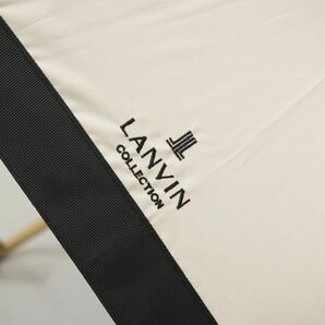 晴雨兼用日傘 LANVIN COLLECTION ランバンコレクション USED美品 ロゴ刺繍 ブラック ベージュ 遮光 グラス骨 軽量 UV 47cm A0701の画像5