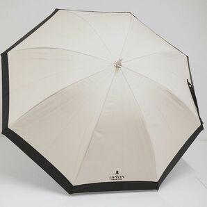 晴雨兼用日傘 LANVIN COLLECTION ランバンコレクション USED美品 ロゴ刺繍 ブラック ベージュ 遮光 グラス骨 軽量 UV 47cm A0701の画像7