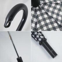M02 MUJI 無印良品 傘 USED美品 しるしのつけられる傘 ギンガムチェック 白 黒 グラス骨 男女兼用 左利き兼用 60cｍ KR_画像8