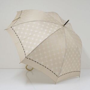 傘 Aquascutum アクアスキュータム USED美品 晴雨兼用 UV ロゴ ベージュ チェック 60cm A0746