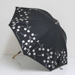 晴雨兼用傘 JILL STUART ジルスチュアート USED美品 晴雨兼用 レディース ブラック チェリー UV 47cm S0859