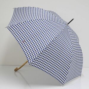 傘 Polo Ralph Lauren ポロラルフローレン USED美品 ギンガムチェック ブルー ブランド 高級 60cm S0867