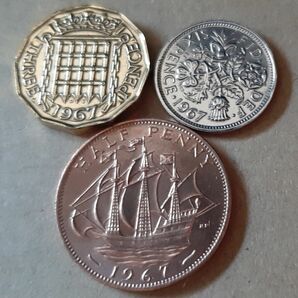 イギリス 英国 3種類セット6ペンス 3p ハーフペニーコイン1967年 宜しくお願いします#イギリス 