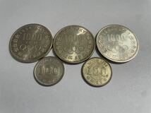 ◆ 東京オリンピック 1964年 千円 記念硬貨３枚　百円記念硬貨2枚　おまとめ５枚 ◆ヨゴレあり キズあり コレクション_画像2