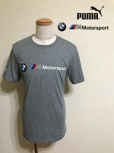 【新品】 PUMA BMW Motorsport プーマ ビーエムダブリュー コラボ クルーネック Tシャツ ブラック トップス 半袖 USサイズM グレー 578694
