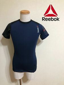 【新品】 Reebok リーボックコンプレッション ウェア トップス SPEEDWICK トレーニング ウェア サイズM 半袖 ネイビー 黒 BC1362