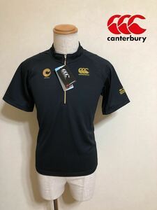 【新品】 CANTERBURY カンタベリー トレーニング ドライウェア ハーフジップ プルオーバ トップス ブラック サイズM 半袖 黒金 RG-30040