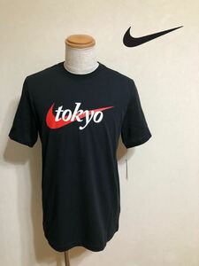 【新品】 NIKE tokyo ナイキ 東京 ビッグロゴ Tシャツ クルーネック トップス ブラック USサイズM 半袖 黒 DA8858-010
